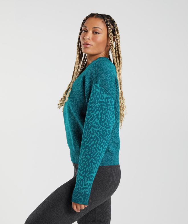 Gymshark adapter le sweat-shirt animal récif | sarcelle d\hiver femmes 6HF28374